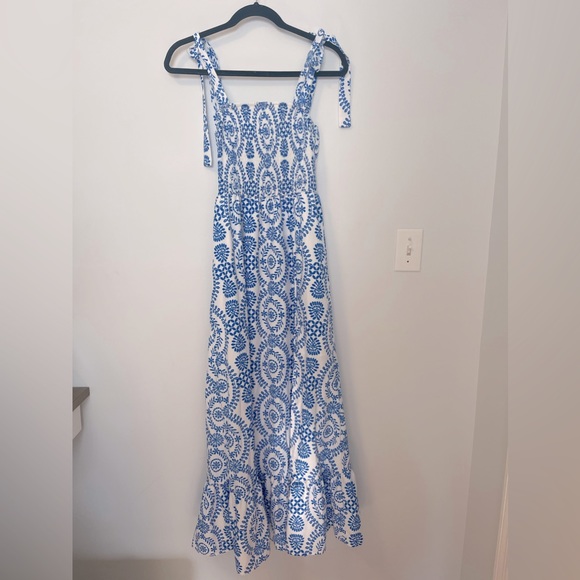 NWOT Boutique Boho Allover Print Knot Shoulder w/ Split Thigh Cami Maxi S - Picture 4 of 8